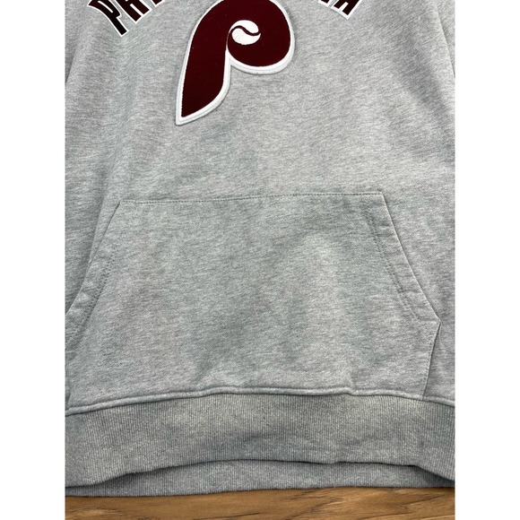Philadelphia Phillies MLB Hoodie Sweatshirt Gray Pullover Baseball Patch - Picture 5 of 15